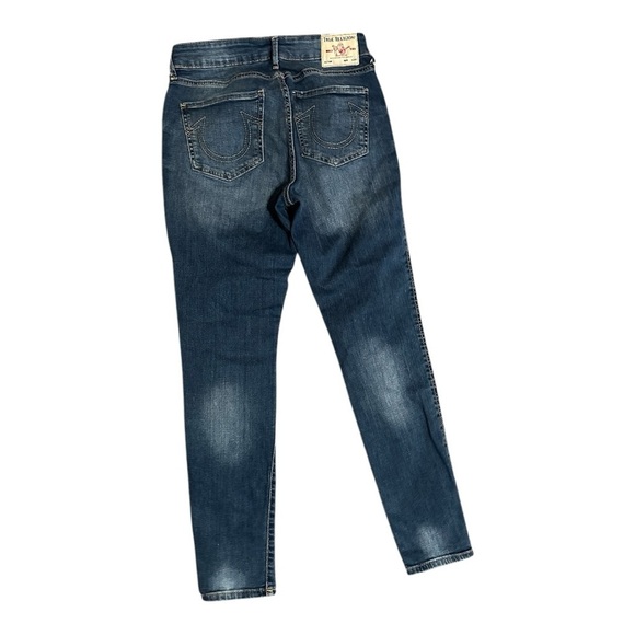 True Religion Distressed Denim Jeans  Dark Wash Skinny Women's Size 27 - Picture 2 of 2